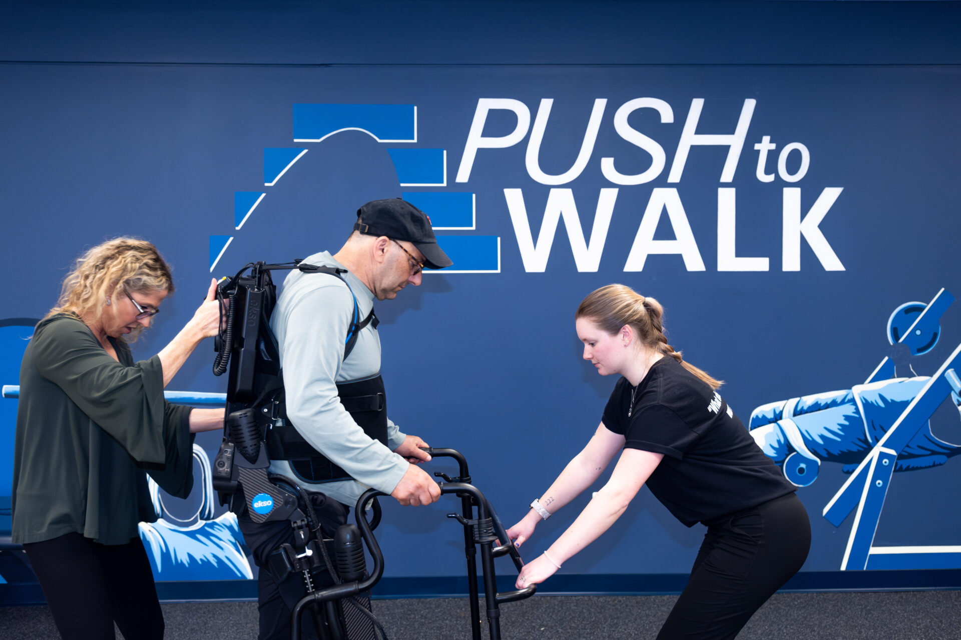 Man using Cutting-Edge Robotics technology for exercise therapy